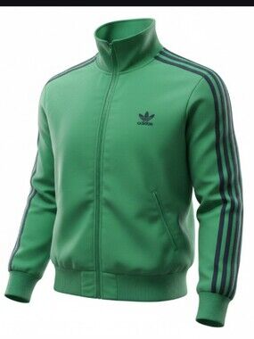 Adidas Green Track Jacket with Navy Stripes Mint Condition Like New No Flaws 09